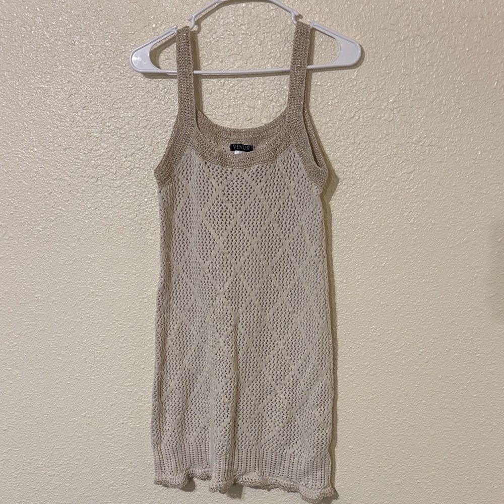 VENUS Neutral Crochet Dress